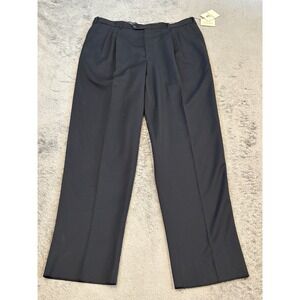 NWT Riviera Designs Pants Mens 42 Navy Blue 100% Wool Slacks Unhemmed Office